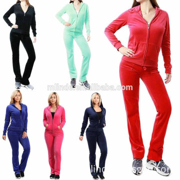 Women's Cheap branded sportswear Lightweight Fashion Hoodie jacket Velvet 2 piece Set polyester spandex female velour tracksuit